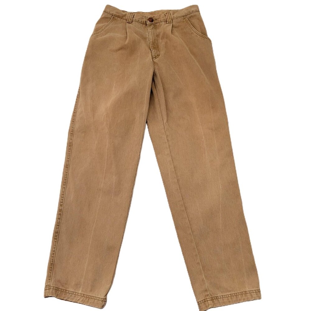Madison Trader Mens Brown Cotton Dress Pants 34x34 Straight Leg Classic Fit